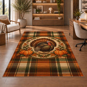 Tartan Plaid Turkey Rug in a home office with wooden shelves
