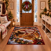 Santa Golden Tunnel Christmas Rug in a Christmas entryway