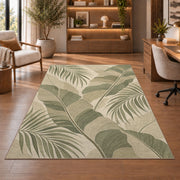 Tropical Leaf Area Rug, Sage Green Botanical Pattern Rug, Calm Nature Inspired Room Decor - Image 1
