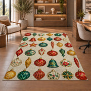 Vintage Glass Ornaments rug in a home office with wooden shelves