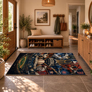 night stadium baseball collage area rug displayed in a entryway