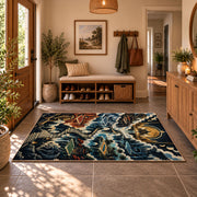 Mountain Basketball Court Rug displayed in a welcoming entryway