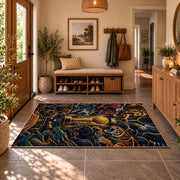 Golden Basketball Trophy Rug displayed in a welcoming entryway