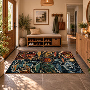 Cosmic Basketball Skyline Rug displayed in a welcoming entryway