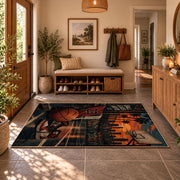 Urban Street Basketball Rug displayed in a welcoming entryway