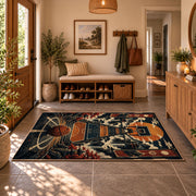 City Hoop Basketball Rug displayed in a welcoming entryway