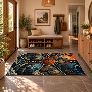 Basketball Trophy in the Clouds Rug displayed in a welcoming entryway