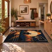 Sunset Street Basketball Silhouette Rug displayed in a welcoming entryway