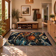 Smoky Basketball Hoop Rug displayed in a welcoming entryway