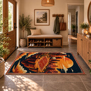 Desert Canyon Basketball Rug displayed in a welcoming entryway