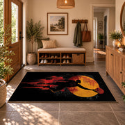 Melting Basketball Skyline Rug displayed in a welcoming entryway