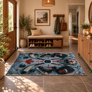 Maple Leaf Hockey Rink Rug displayed in a welcoming entryway