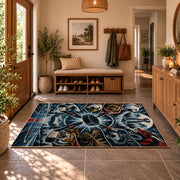 Mountain Hockey Compass Rug displayed in a welcoming entryway