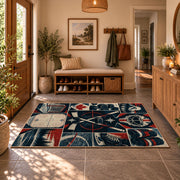 Hockey Rink Panel Collage Rug displayed in a welcoming entryway