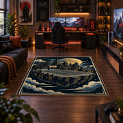 Mountain Canyon Basketball Court Rug displayed in a gaming room