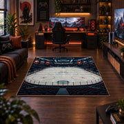 Ice Hockey Arena Stadium Rug displayed in a gaming room