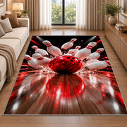Bowling Strike Rug in a bright living room with a sofa