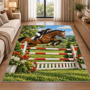 Show Jumping Horse Rug in a bright living room with a sofa