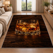 Whiskey on the Rocks Rug in a bright living room with a sofa