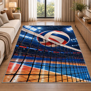 Volleyball Hitting Net Rug in a bright living room with a sofa