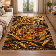 Barley and Whiskey Rug in a bright living room with a sofa