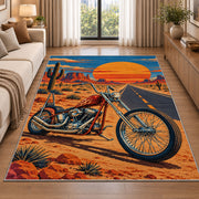 Chopper on Desert Highway Rug in a bright living room with a sofa