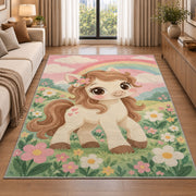 Cute Pony Nursery Rug in a bright living room with a sofa