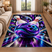 Sparkle Galaxy Bowling Ball Rug in a bright living room with a sofa