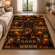 Home Bar Shelf Rug in a bright living room with a sofa