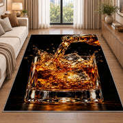 Pouring Whiskey Rug in a bright living room with a sofa