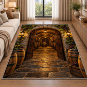 Stone Arch Cellar Rug in a bright living room with a sofa