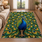 Peacock Feathers Rug in a bright living room with a sofa