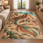 Boho Mermaid Rug in a bright living room with a sofa