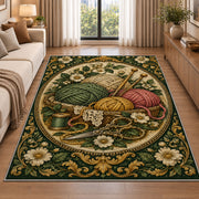 Vintage Engraved Yarn Rug in a bright living room with a sofa
