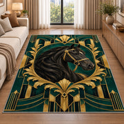 Art Deco Horse Rug in a bright living room with a sofa