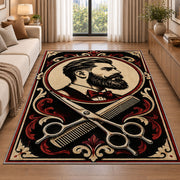 bearded gentleman barber rug in a bright living room with a sofa