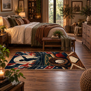 classic baseball home plate design area rug displayed in a bedroom