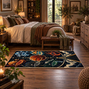 Cosmic Bridge Basketball Rug displayed in a main bedroom