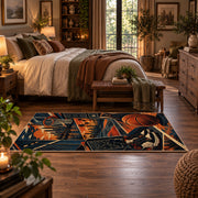 Oversized Basketball City Court Rug displayed in a main bedroom