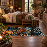 Basketball Trophy in the Clouds Rug displayed in a main bedroom