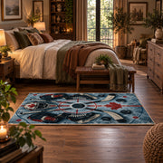 Maple Leaf Hockey Rink Rug displayed in a main bedroom