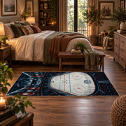 Ice Hockey Arena Stadium Rug displayed in a main bedroom