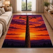 power line pole sunset rug in a bright living room with a sofa