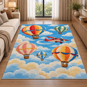 Hot Air Balloon Rug in a bright living room with a sofa