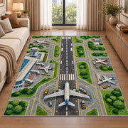 Airport Runway Rug in a bright living room with a sofa