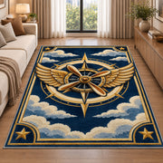 Pilot Wings Rug in a bright living room with a sofa