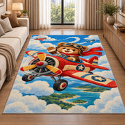 Teddy Bear Pilot Rug in a bright living room with a sofa