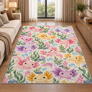 Axolotl Pattern Rug in a bright living room with a sofa