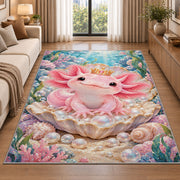 Axolotl Princess Rug in a bright living room with a sofa