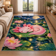 Sleeping Axolotl Rug in a bright living room with a sofa